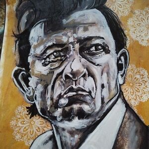 Expressive Portrait Painting Of Johnny Cash In Oil